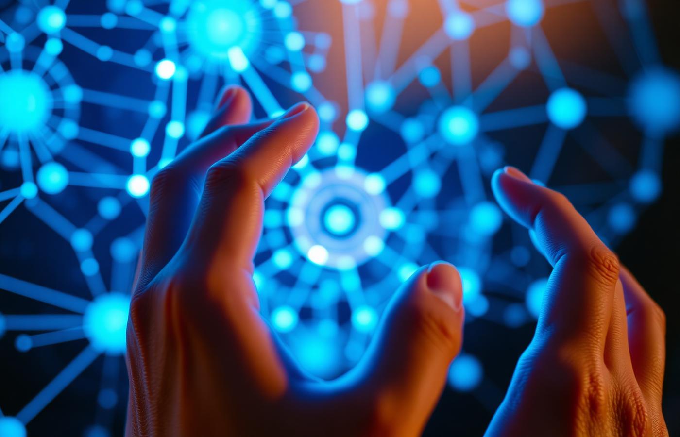 AI neural network in human hands